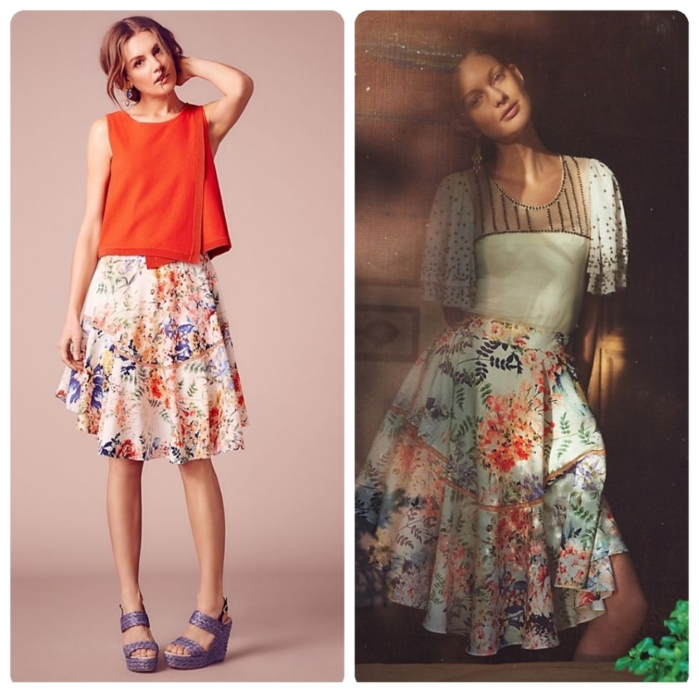 Anthropologie Floral Mini Skirt